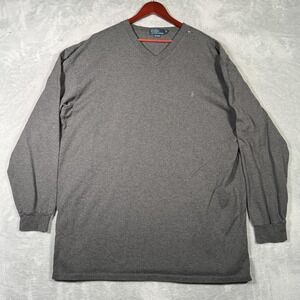 Polo Ralph Lauren Sweater Mens 3XLT Gray V Neck Cotton Pullover Knit Big & Tall‎